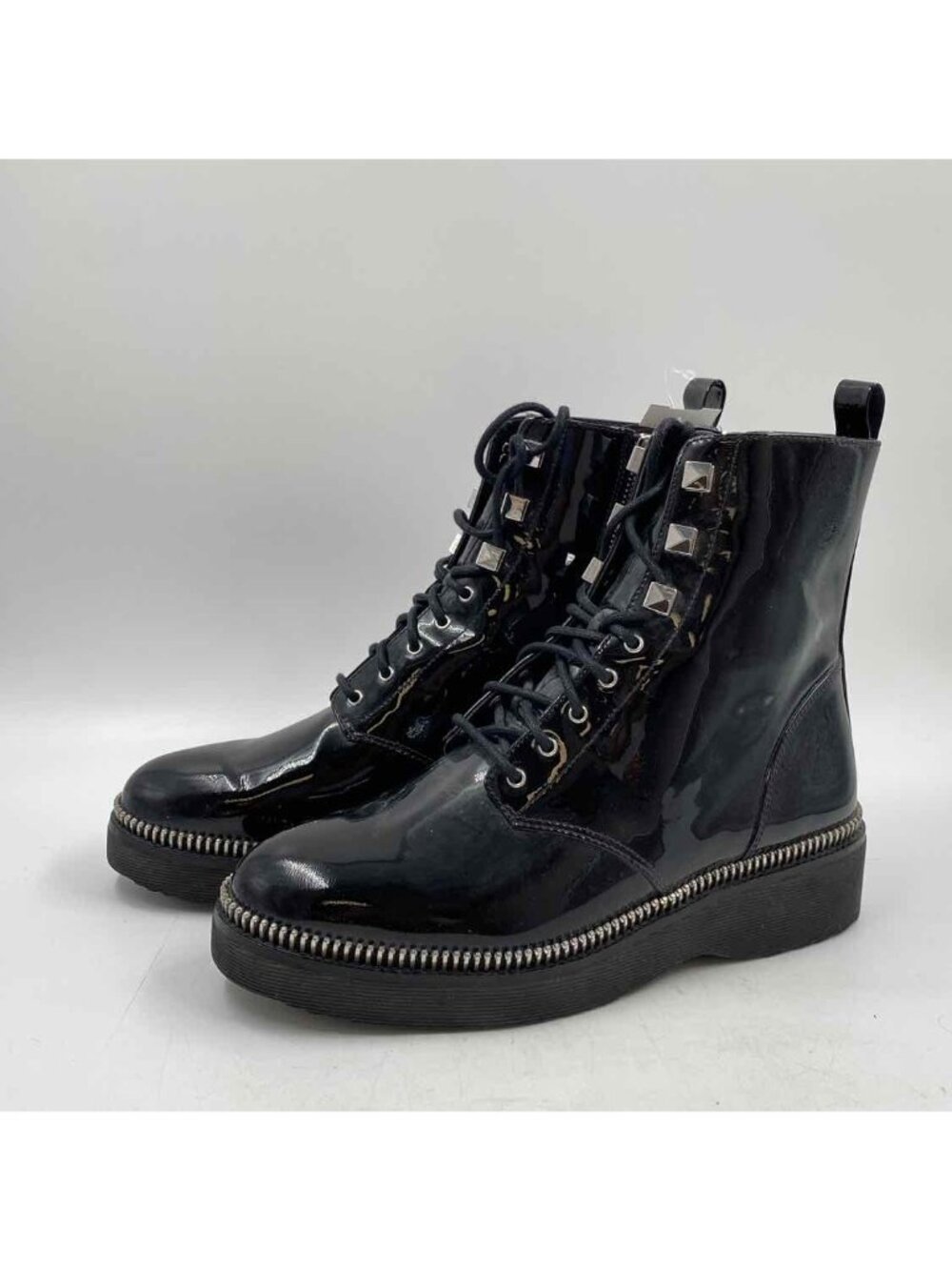 Michael Kors Women's Patent Leather Shoe Size 8.5 Dark Navy Blue Solid Boots